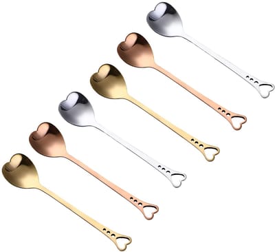 Dailygoods- Theelepel Hartvormig - Roestvrijstalen Lepels - Minilepels - Voor Koffie/IJs/Cake - 14,3 cm - Duurzaam en Comfortabel - Lepel