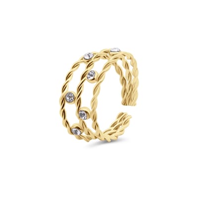 8CR-10072 - CO88 collection - Ring met Zirkonia - Staal - One-Size - Goudkleurig