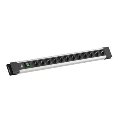 BACHMANN CONNECTUS 12xCEE7/3, 1xschakelaar 2,0 m CEE7/7 grijs