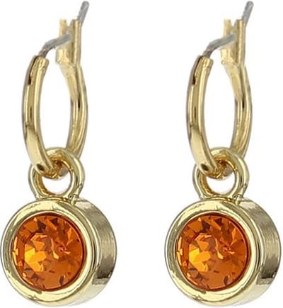 Biba Hang Oorbellen met Swarovski Steentje Tangerine Goud