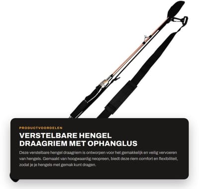 Dailygoods- Hengelriem Verstelbare Lengte - Draagbare Hengeldrager - Slijtvast/Antischok - Ophanglus - Hoog Elastisch - Bescherming Hengelpunt
