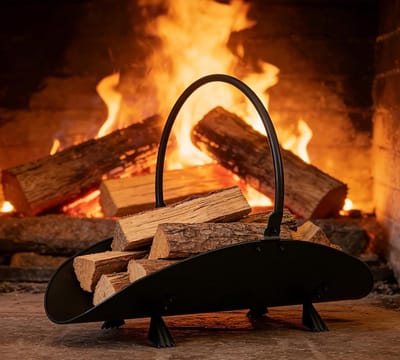 Moderne Houten Haardopslagmand, 48 x 34 x 37 cm, Ideaal voor Open Haard en Interieurdecoratie