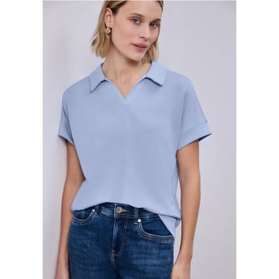 Poloshirt met korte mouwen en geribd detail
