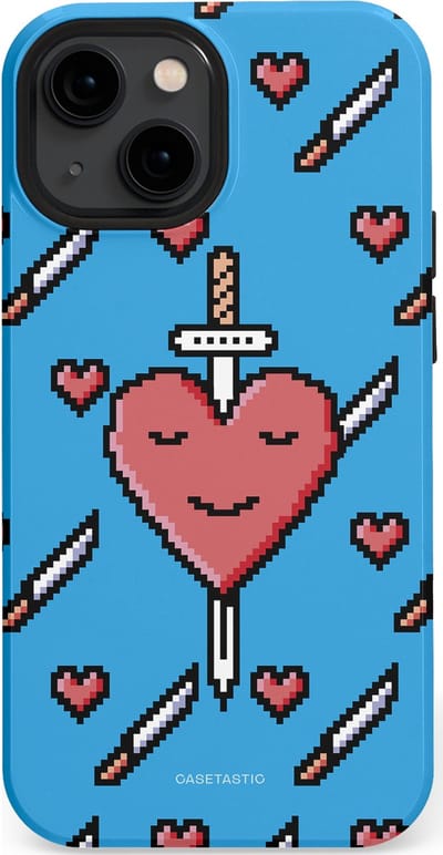 Casetastic hoesje geschikt voor Apple iPhone 13 mini - MagSafe - Dubbellaagse bescherming - Zwaard saga - Fashion Case - Lichtblauw Zwart Koraal