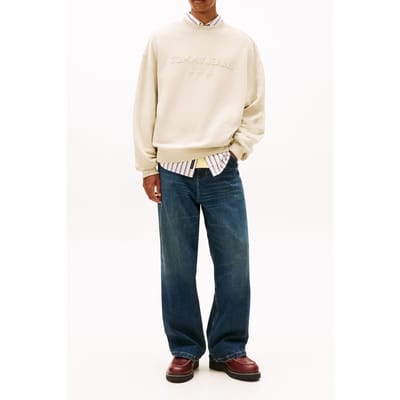 Tommy Hilfiger Classic 90s Tonal Logo Washed Sweatshirt Gulf Sand Taglia: S | Maglioni a maglia Outlet | Uomo | Marrone