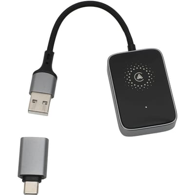 voor CarPlay Draadloze Adapter Converteer Bedraad Naar Draadloos 10 Meter Bereik Plug en Play 5.0GHz Snelle Overdracht voor IOS zwart
