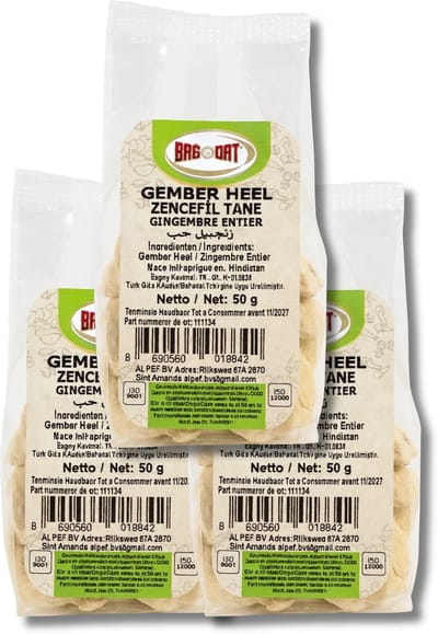 Bagdat - Gember Heel - Ginger Whole - Gember Korrel - Zencefil Tane - Ginger Grain - 50 gr - 100% Natuurlijk - Thee - 3 Stuks