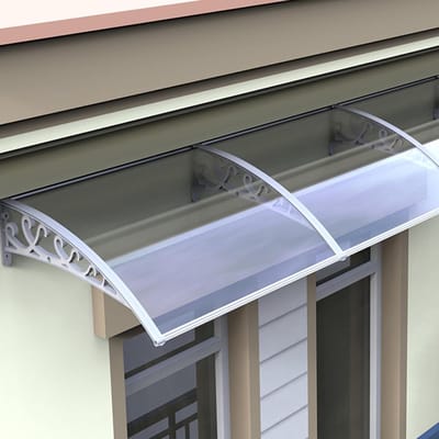 Deur en raamluifel - Buitenterras overkapping - Bescherming tegen weer - Boogontwerp met steunen - 60 x 150 cm