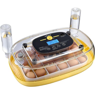 24-Eieren Incubator, Automatische Eierdraaier met LED Candler, Temperatuur- en Vochtigheidsregeling, 360° Zichtbaar Helder Raam, Automatische Watervulling, Gevogelte-eieren