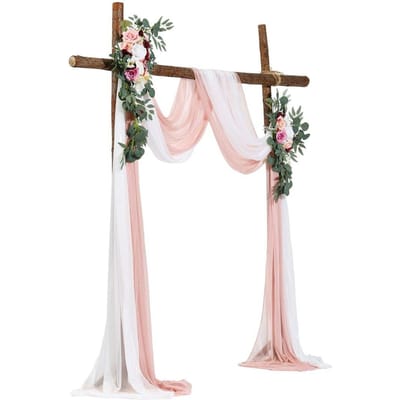 Kit de Fleurs Artificielles pour Arche de Mariage Rose Avec 2 Pièces de Fleurs 2 Pièces de Voilages