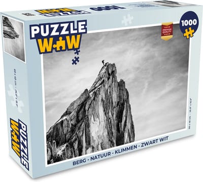 Puzzel Berg - Natuur - Klimmen - Zwart wit - Legpuzzel - Puzzel 1000 stukjes volwassenen