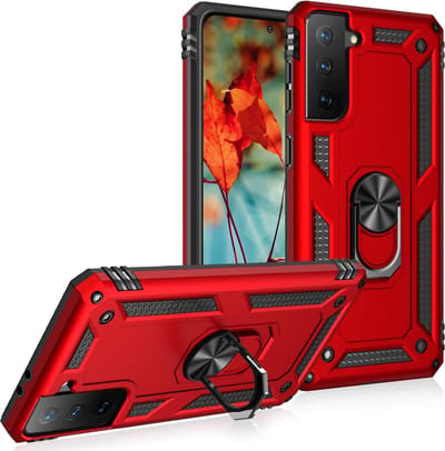Hoesje Geschikt Voor Samsung Galaxy S21 Hoesje Geschikt Voor Samsung Galaxy S21 armor case Ring houder TPU backcover met Ring houder / Ring vinger houder / standaard - Rood