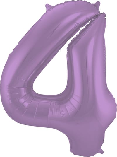 Folat - Folieballon Cijfer 4 Paars Metallic Mat - 86 cm