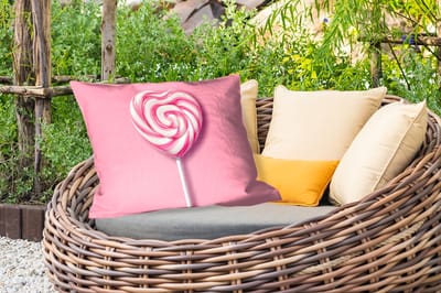 Buitenkussens - Snoep - Lolly - Hart- Roze - 60x40 cm - Weerbestendig