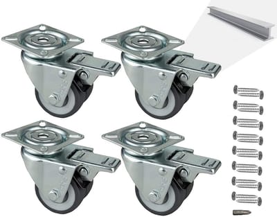 Dubbele Transportwielen 50 mm met Rem - Verstelbare Meubelwielen tot 400 kg Draagkracht
