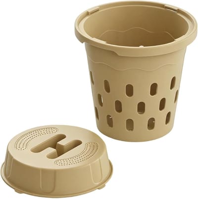 Wormenbak Ingegraven - Compostbak Tuin - Bodemverbetering Tuin - Ventilatiegaten Systeem - 24x24x27.4 cm - Beige