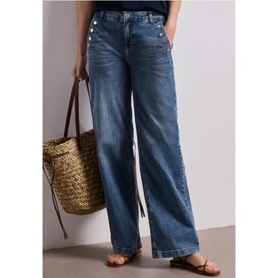 Wide Legs jeans met knoopdetails