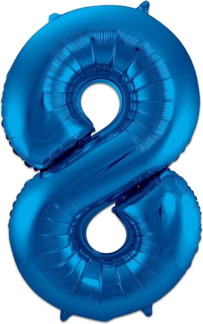 LUQ - Cijfer Ballonnen - Cijfer Ballon 8 Jaar Blauw XL Groot - Helium Verjaardag Versiering Feestversiering Folieballon