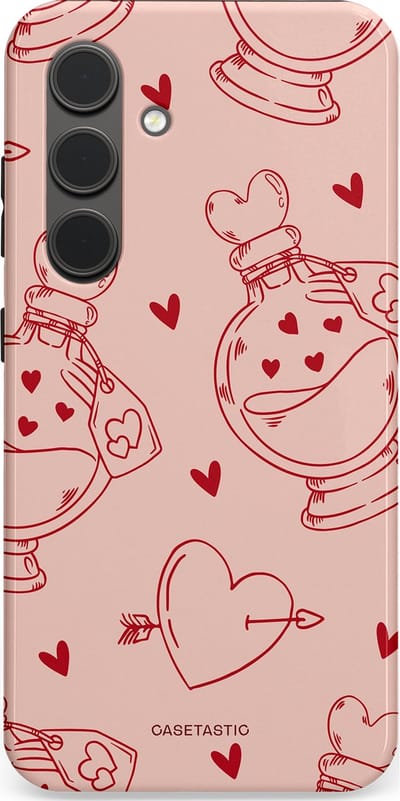 Casetastic Hoesje Geschikt voor Samsung S24 - Stijlvolle Beschermende Duo-layer Case - Zoete Liefdesflirt - Roze Rood - Pafrum - Love You - Valentijn