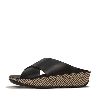 FITFLOP Lulu Lux Cross Slide Slippers - Dames - Zwart - Maat 42