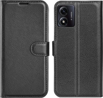 MobyDefend Hoesje - Geschikt voor Motorola Moto E13 - Kunstleren Wallet Book Case (Sluiting Voorkant) - Zwart