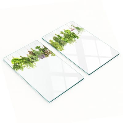 Decoratieve glazen snijplanken voor in de keuken met kruidenkoord 2x30x52 cm