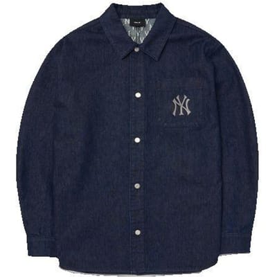 MLB AW22 Veste en jean unie à manches longues Hommes vestes Bleu 3ADRM0524-50NYD S black