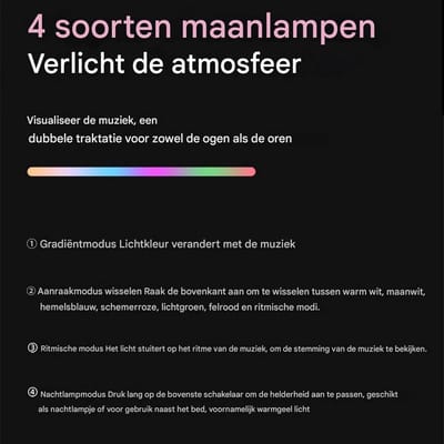 Draagbare Muziek Luidspreker - Maanlamp Speler - Sfeervol Geluid - 7 Kleuren Verlichting - 0.7 kg - Kleurrijk