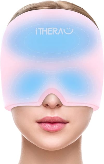 Koelmasker tegen migraine - verlicht hoofdpijn - 360 graden natuurlijke koeling - roze 2023 - met EU-patent design