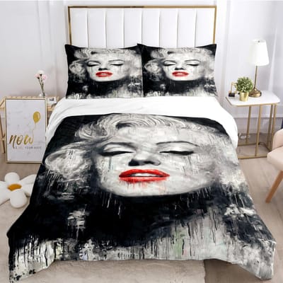 Marilyn Monroe Dekbedovertrek Dekbed Angst Beddengoed Sets Zachte Dekbedhoes En Kussenslopen Voor Tieners Jongen Enkel Dubbel Queen King 155X220cm-3pcs