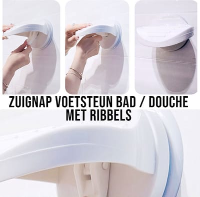 Allernieuwste.nl® Voetsteun Badkamer Douche + Ribbels - Scheersteun bij benen scheren onder de douche - Anti-Slip & Zuignap - ZONDER Montage - Wit