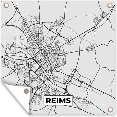 Tuin poster Frankrijk - Reims - Stadskaart - Plattegrond - Kaart - 200x200 cm - Tuindoek