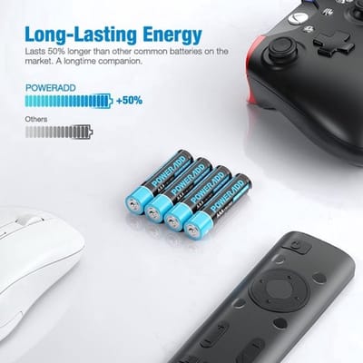 POWERADD 100x Alkaline AAA -batterijen (25 blisters a 4 st) 1.5V Duurzame en duurzame LR03 - batterijparti