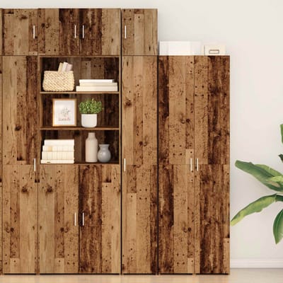 vidaXL - Opbergkast - met - Planken - Oud - hout - 30 - x - 42,5 - x - 225 - cm - Bewerkt - hout