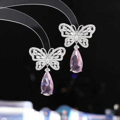 Dames Licht Luxe Design Elegante Druppel Vlinder Oorbellen Modieus En Veelzijdig Niche Design Oorbellen Dagelijkse Accessoires white