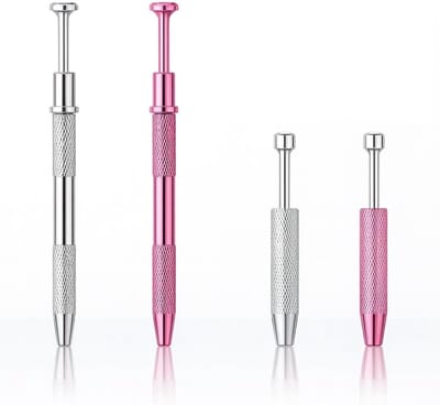 Piercing Bolgrijper Set - Sieraden Gereedschap - Precisiewerk - Vier-tand Ontwerp - Lange Korte Versie - Roze Zilver