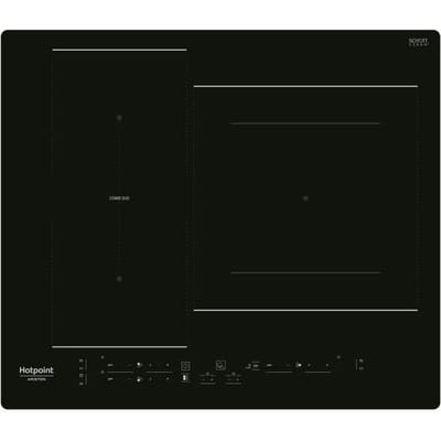 Table de cuisson induction - HOTPOINT - 3 zones - Zones modulables - L 59 x P 51 cm - HB2760BNE - 7200W total - Noir