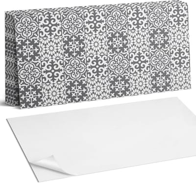 Coloray Plaktegels - Decoratieve patronen op tegels Wandtegel Zelfklevend - 60 cm x 30 cm - Grijs Plaktegels - 6 stuks - Rechthoek PVC Tegels - Plaktegels Keuken - Zelfklevende Vloertegels Badkamer - Vinyltegels Vloer Zelfklevend - Portugese Tegels