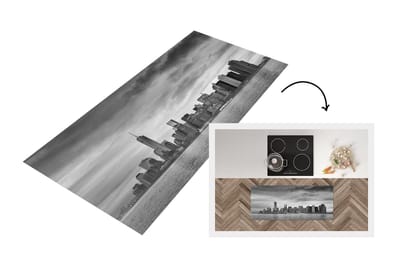 Keukenloper - Loper keuken - Manhattan New York in zwart-wit - 120x50 cm - Keukenloper vinyl
