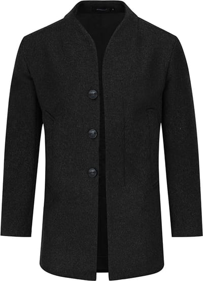 ALLTHEMEN Heren Winterjas Slim Fit Business Coat - Lang Wollen Jas - S