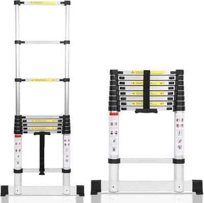 Telescopische Aluminium Ladder 2,6 Meter Uittrekbaar met Stabilisator