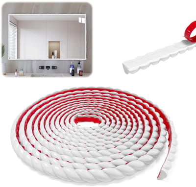 sierlijst, zelfklevend, 3 m sierlijsten, voordeelpakket, pvc-wandlijsten, decoratieve sierlijsten, muur, 3D-parelvorm, lijst, voor spiegel, muur, plafond, wandrand, kast (wit, 15 mm x 6 m)