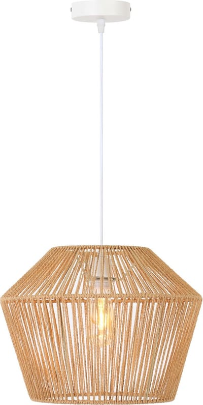 Light & Living Hanglamp Caspian - Bruin/Wit- Ø40cm - Landelijk - Hanglampen Eetkamer, Slaapkamer, Woonkamer