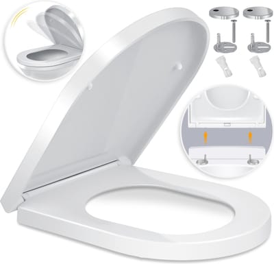 KESSER® WC bril met Soft Close Deksel - Toiletbril met Duroplast en Quick-Release-functie - Wit / D-Vorm
