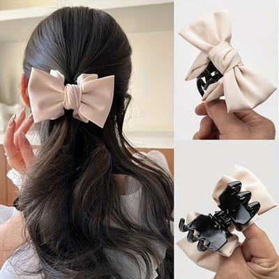 Elegante Strik Haarklem voor Dames - Stijlvolle Polyester en Spandex Haaraccessoire, Geen Veren, Perfect voor Formele Gelegenheden, Dagelijkse Elegantie, S wit