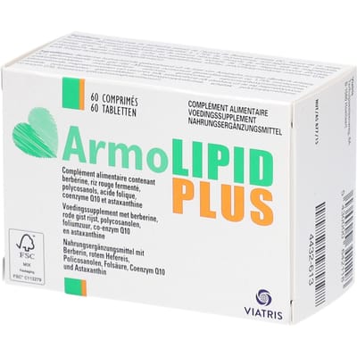 ArmoLIPID Plus - Cholesterol voedingssupplement - 60 tabletten - Cholesterolsupplement met berberine, rode gist rijst, Q10, foliumzuur & astaxanthine