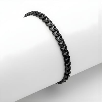 Ainy - Stainless Steel Armband Zwart | 5mm - 21cm | Sieraden | Unisex Bracelet | Schakelarmband | | RVS Staal | Cadeau voor Dames en Heren