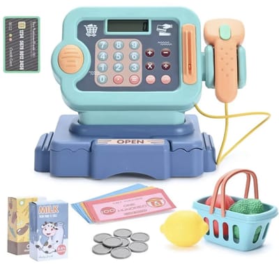 Playos® - Speelgoed Kassa 2.0 - met Licht en Geluid - Rekenmachine, Scanner en Geldlade - inclusief Accessoires - Rekenspeelgoed - Educatief - Rollenspel