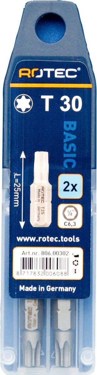 Rotec PRO Bit T30 (Torx) L 25mm 2 stuks