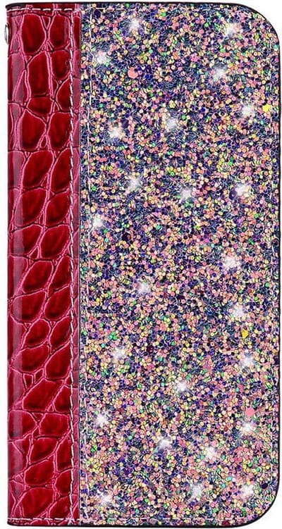 Shop4 - Samsung Galaxy M20 (Power) Hoesje - Book Case Krokodil en Glitters Rood